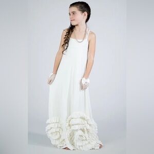 Pixie Girls Ivory Maxi Dress Sz 10 NWT